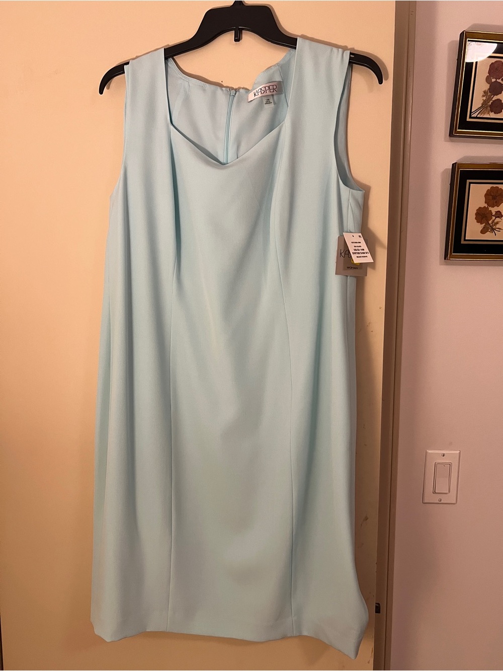 NWT Kasper Sleeveless Midi Shift Dress in Sea Foam